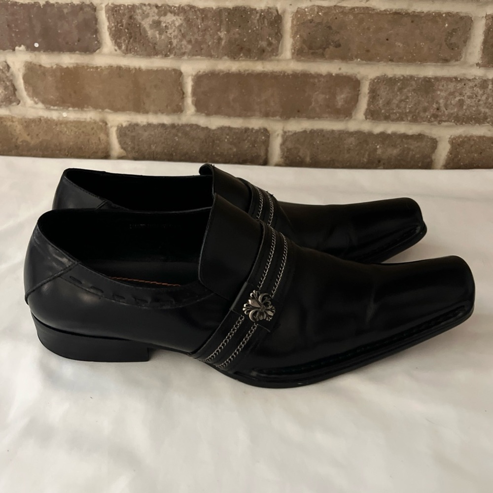 Robert Wayne Slice Black Leather Embellished Slip… - image 3